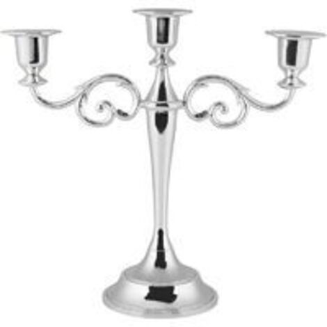 [JAMAIS UTILISÉ]Chandelier à 3 Branches Bougeoir en métal Vintage pour Table de décoration de Mariage (Couleur : Argent)