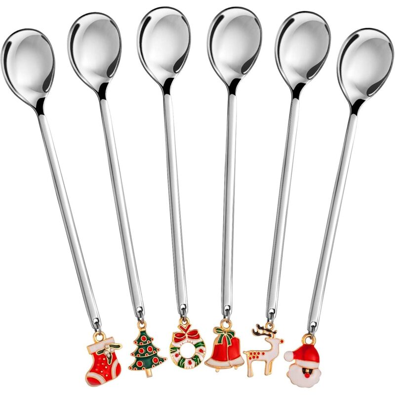 Largeight - jamais UTILISÉ]Christmas Spoon Stainless Steel Stirring Spoon with Pedant Coffee Spoon Tea Spoon Dessert Spoon Mixing Spoon Soup Spoon