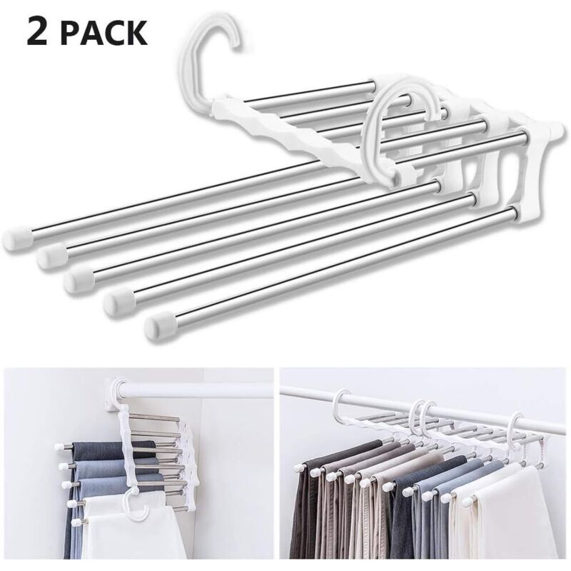 Jamais UTILISÉ]Cintres à pantalons multiples, lot de 2, cintre peu encombrant, cintre de rangement multi-magique, cintre de voyage pliable