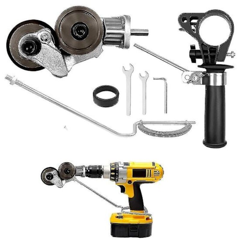 [NUNCA USADO] Tijeras eléctricas universales para chapa metálica con destornillador inalámbrico, taladro manual y mordisqueador de chapa metálica,