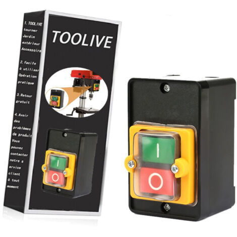 [JAMAIS UTILISÉ]Commutateur à Bouton Poussoir, Interrupteur de Commande de Puissance Étanche Monophasé/Triphasé AC220V / 380V 10A Avec Coquillage, Bouton de Commande Marche/Arrêt pour Machine-Outil
