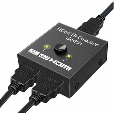 [JAMAIS UTILISÉ]Commutateur HDMI bidirectionnel en aluminium avec prise en charge 4K 60Hz, capable de 1 entrée et 2 sorties, ou 2 entrées et 1 sortie Prend en charge les résolutions 4K, 3D et 1080P, H