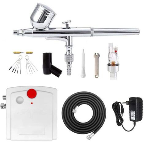 [JAMAIS UTILISÉ]Compresseur aérographe kit mini compresseur aérographe Set pour modélisme pâtisserie ongles Nail Art gâteau peinture Spray tatouage avec kit nettoyage Airbrush