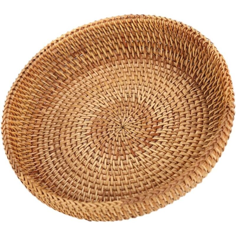 Dpzo - jamais UTILISÉ]Corbeille à fruits ronde en rotin tissé corbeille à pain plateau en osier naturel décoration panier de vannerie rangement