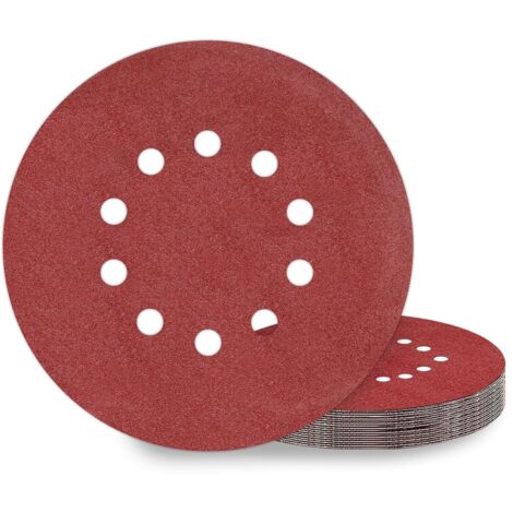 [JAMAIS UTILISÉ]Disques de Ponçage 225 mm 10 Pièces Grain P120 10 Trous Disques Abrasifs 225 mm Ronds Papier Abrasif for Ponceuse