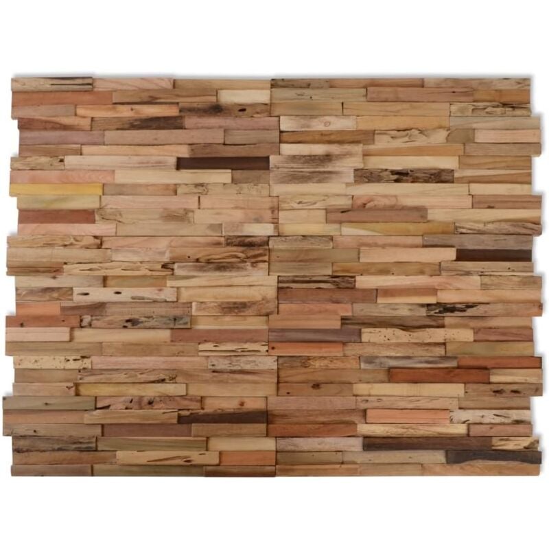 Jamais utilisé] Dpzo 10x Panneaux de Revêtement Mural Décoration Murale Carreaux de Revêtement Salon Maison Intérieur 1,03m² Bois de Teck Recyclé