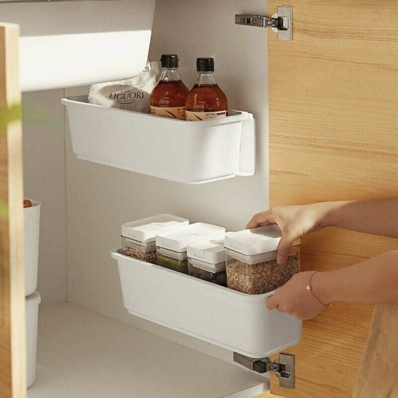 Dpzo - jamais utilisé] 2 organisateurs de panier d'armoire de cuisine,Glissez les tiroirs de rangement en plastique,sous l'vier,organisateur du