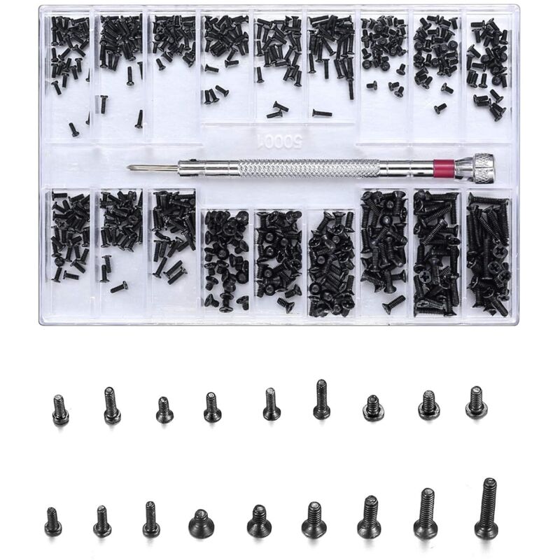 [NUNCA USADO] INHHUB - Kit surtido de 500 tornillos de reparación micro, mini tornillos autoperforantes de acero inoxidable, para gafas, portátiles,