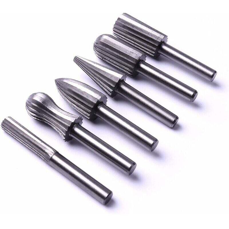 [NUNCA USADO] INHHUB - Juego de 6 limas rotativas de acero de 6 mm y 1/4