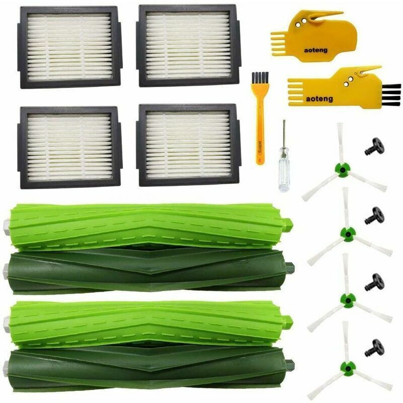 [NUNCA USADO] Accesorios de repuesto INHHUB para aspiradora robot Roomba i7+ E5 E6 E7, incluye 2 cepillos de goma, 4 filtros HEPA, 4 cepillos