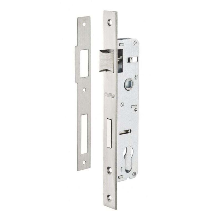 [NUNCA USADO] Caja de cerradura de cilindro empotrada INHHUB para carpintería metálica, eje de 25 mm, extremos cuadrados, cincado - INHHUB