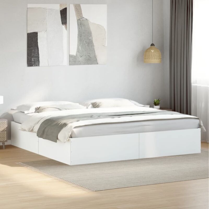 Dpzo - jamais utilisé] Cadre de lit sans matelas blanc 180x200 cm - Hauteur de 35 cm - Sommier 180x200