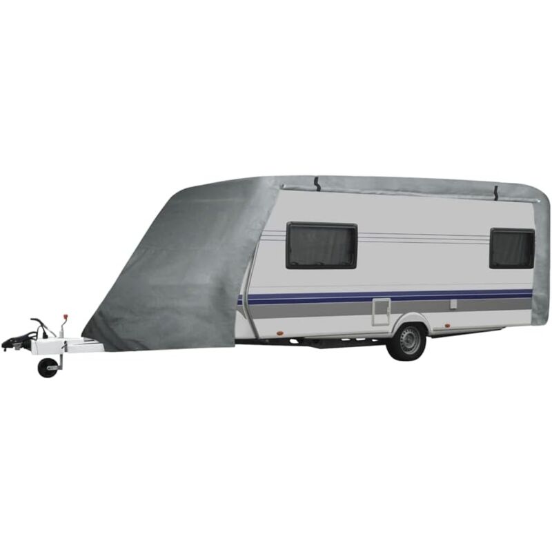 [JAMAIS UTILISÉ]DPZO Caravan Cover Gray S - Durable, Non-Abrasive, 3-Layer Fabric Camper Cover - UV Resistant, Water-Repellant - 4,27 et 5,18 m