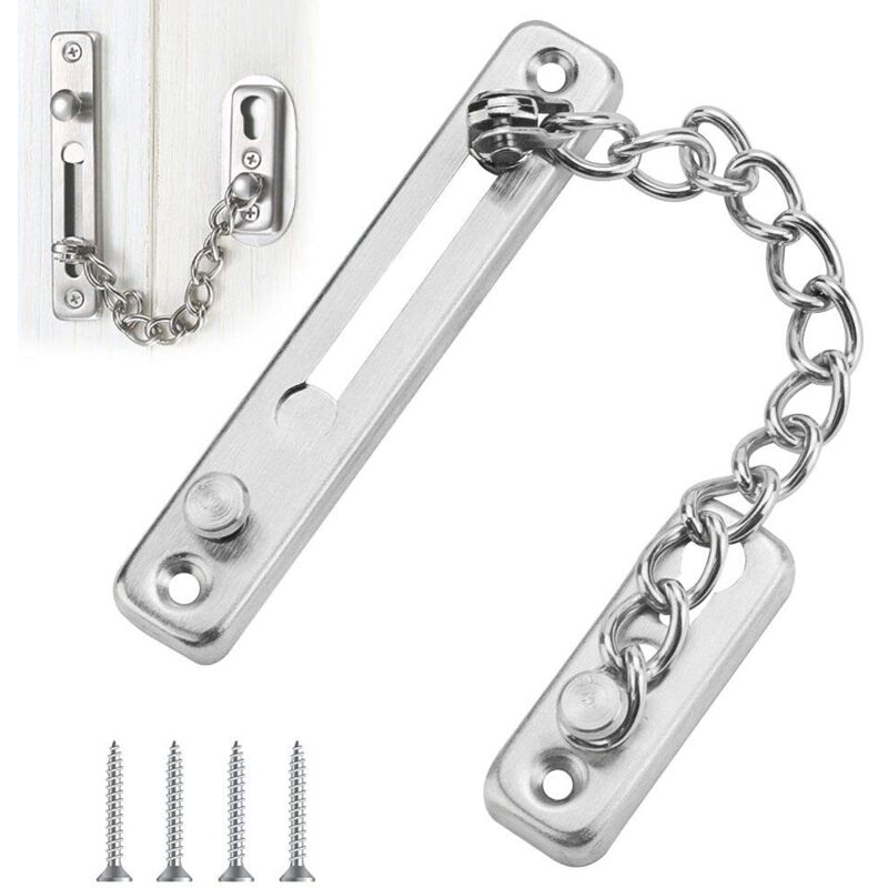 [NUNCA USADO] Cadena de seguridad para puerta de acero inoxidable INHHUB, cerradura antirrobo con tornillos para puertas interiores de apartamentos,