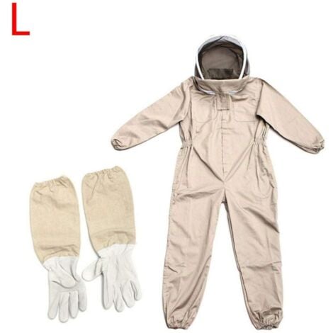 DPZO Combinaison d'apiculteur - Tenue professionnelle d'apiculture avec gants, vêtement à capuche de protection pour apiculteurs contre les guêpes, équipement anti-guêpes, Vêtements XL + Gants XL