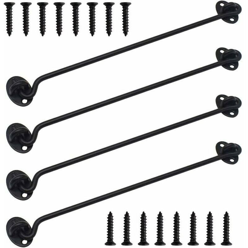 [NUNCA USADO] INHHUB - Gancho para cabina, 4 piezas, 30 cm de grosor, de acero inoxidable macizo, con tornillos de montaje para puerta de granero,