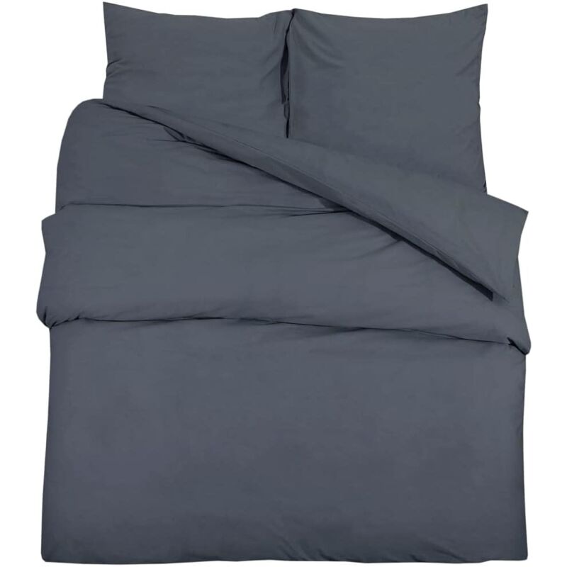 Dpzo - jamais utilisé] Ensemble de Housse de Couette Ensemble de Literie Taie d'Oreiller Chambre à Coucher Maison Intérieur Anthracite 220x240 cm