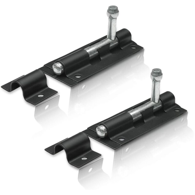 [NUNCA USADO] INHHUB - Cerradura de puerta con pestillo negro de 100 mm (paquete de 2) con cerrojo para uso en interiores y exteriores, ideal para