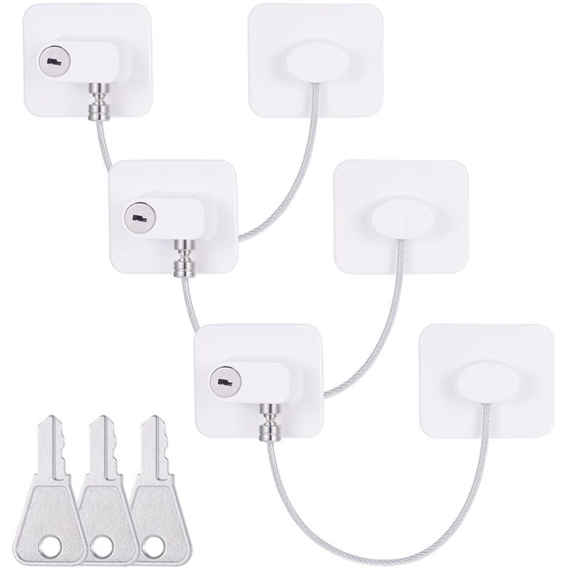 [NUNCA USADO] INHHUB - Paquete de 3 cerraduras adhesivas resistentes para puerta de refrigerador con llave, cerradura de seguridad para niños,