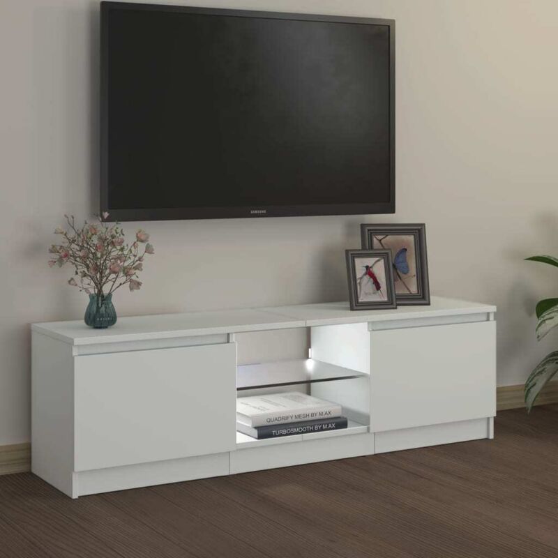 [JAMAIS UTILISÉ]DPZO Meuble TV avec lumières LED Blanc 120x30x35,5 cm