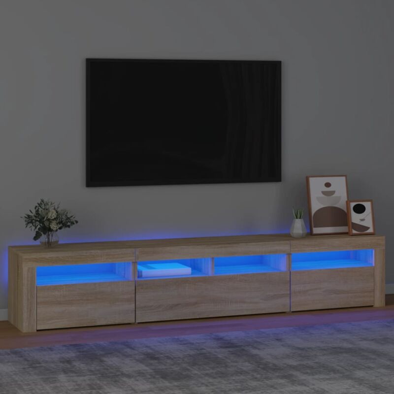 Jamais utilisé] Dpzo Meuble tv avec lumières led Chêne sonoma 210x35x40 cm