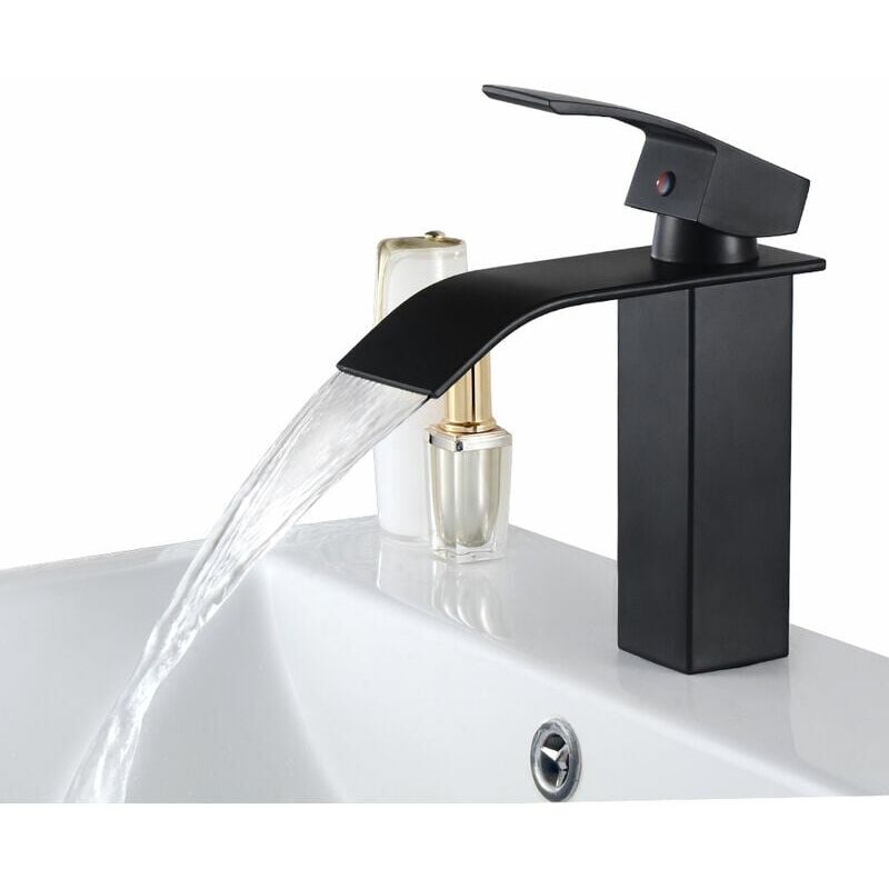 Dpzo - jamais utilisé] noir Robinet de Lavabo en Cascade Mitigeur en Laiton pour Salle de Bain Design Moderne