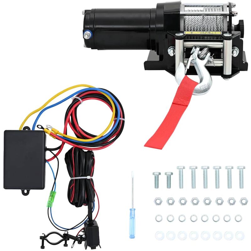 [JAMAIS UTILISÉ]DPZO Treuil électrique 12 V 1360 kg， avec fil et plaque de montage