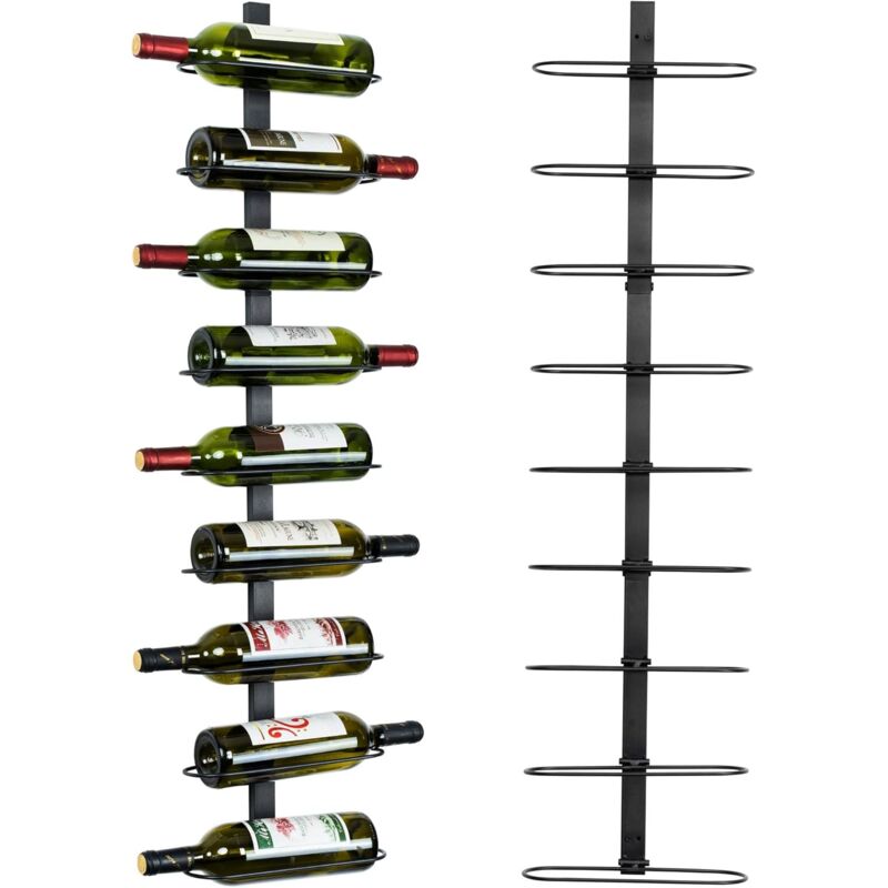 Jamais utilisé] Dpzo Wall Mount Wine Rack (Holds 10 Bottles) - 2 pcs Wine Rack Wall Mounted for Wine Bottles, Liquor, Champagne, Black Metal Wine
