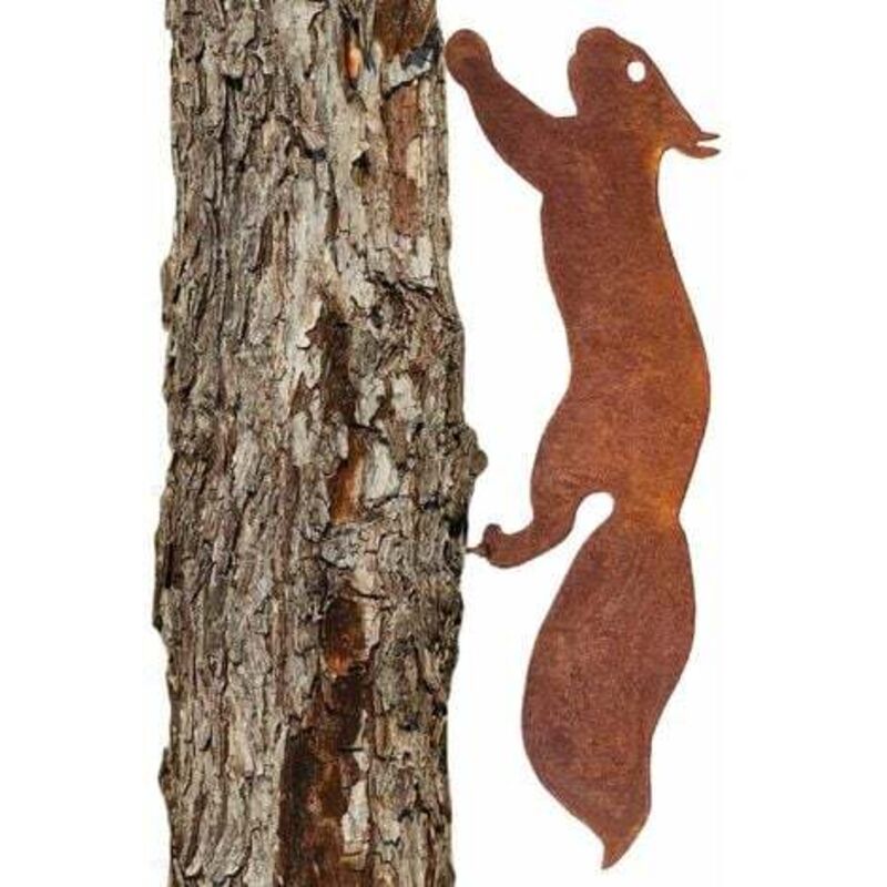 Jamais UTILISÉ]Écureuil pour Arbre - Décoration de Jardin en métal - 30 cm - Patine Rouille Naturelle