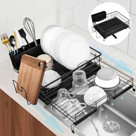 [JAMAIS UTILISÉ]Égouttoir Vaisselle Cuisine, Égouttoir à Vaisselle Extensible avec Egouttoir Vaisselle sur Évier, Séchoir avec Égouttoir Pivotant 360°, Rangement Vaisselle Gain de Place pour Évier & P