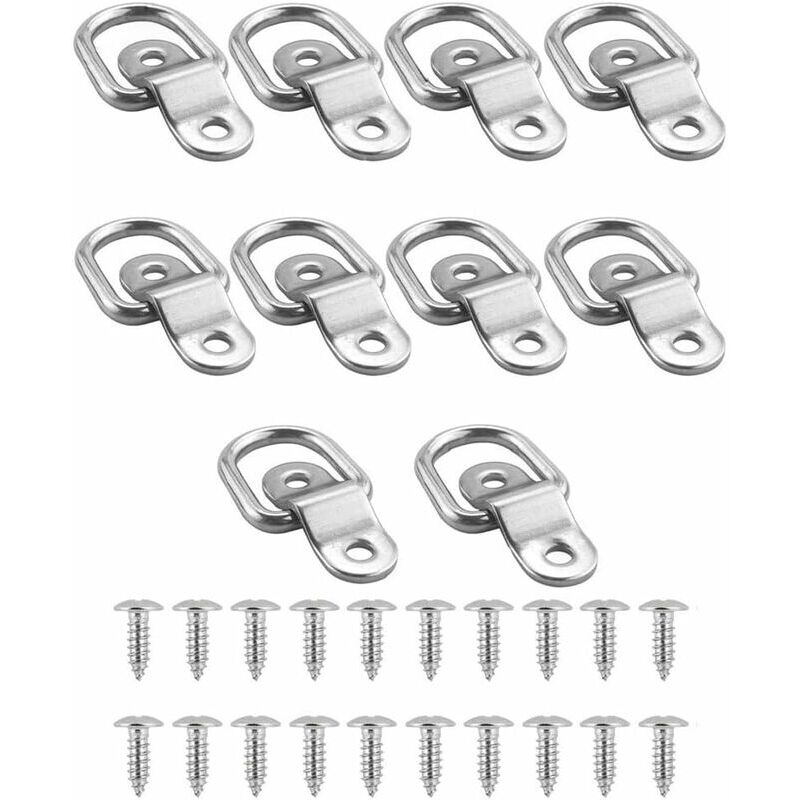 KZQ - jamais UTILISÉ]Ensemble de 10 anneaux d'arrimage en forme de 'd', conçus pour l'ancrage et la sécurisation de la charge dans les camions et