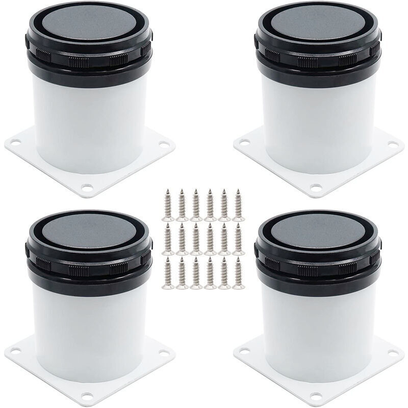 [NUNCA USADO] Juego de 4 patas ajustables de acero inoxidable para muebles con tornillos - Blanco, 5 cm de altura - INHHUB