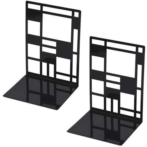 [JAMAIS UTILISÉ]Ensemble de serre-livres, métal, noirs, serre-livres design, étagère à base antidérapante