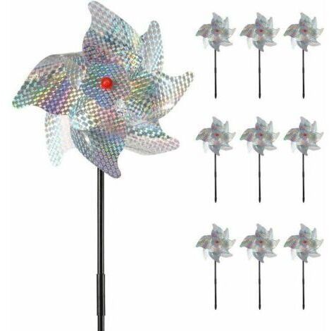 [JAMAIS UTILISÉ]Epouvantail et effaroucheur,Répulsif à Oiseaux (Lot de 10) 5020cm, Répulsif à Oiseaux Moulin à Vent Réfléchissant Effraye les Jardins, les Vergers, les Maisons, les Fermes - Plus Sûr e