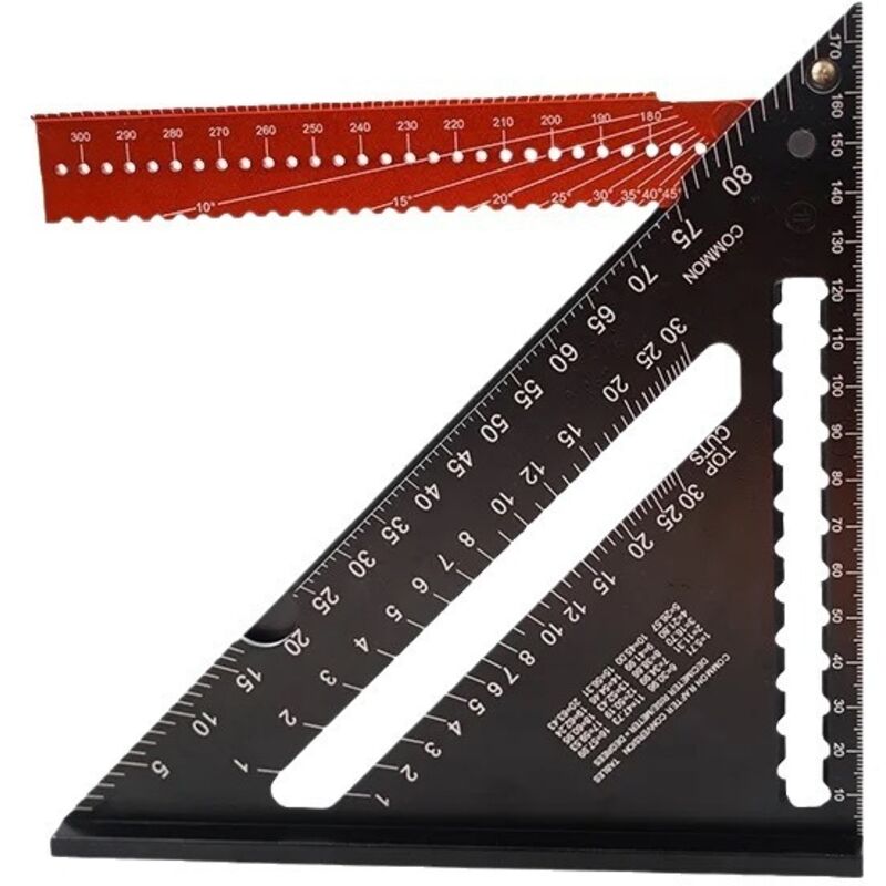 [NUNCA USADO] Escuadra de carpintero plegable de aluminio y metal, regla triangular de combinación de 310 mm, regla angular multifunción,
