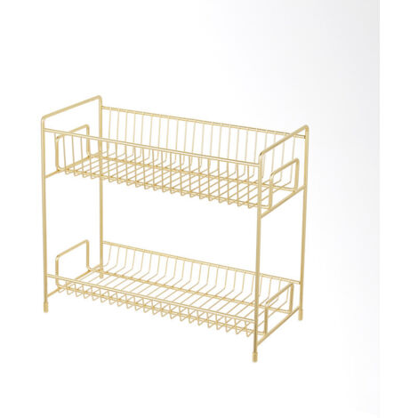 [JAMAIS UTILISÉ]Étagère à épices pour comptoir à 2 niveaux, support de rangement sur pied pour armoire de cuisine, Or riche