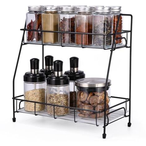 [JAMAIS UTILISÉ]Étagère de Rangement Cuisine, Porte-Épices Métallique pour Cuisine et Salle de Bain, Étagère Plan de Travail, Organiseur Épices, Rangement Gain de Place pour Cuisine et Salle de Bain