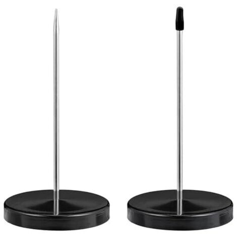 [JAMAIS UTILISÉ]euluoziqing 2 Pièces Pique-Note en Métal, Pique-Fiches Porte Mémo, Facture Aiguille avec Rond Support Base, Porte-Tickets de Restaurant Cuisine Bureau Hôtel (Noir)