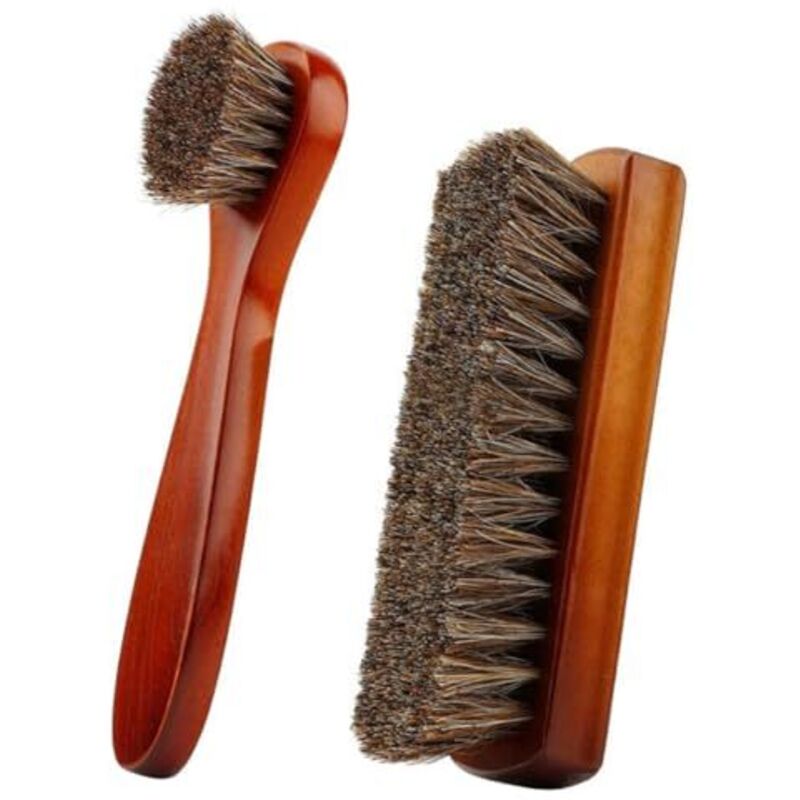 [JAMAIS UTILISÉ]Générique Kit de Nettoyage pour Chaussures en Cuir, 2 Brosses, Accessoires d'Entretien pour Chaussures et Cuir