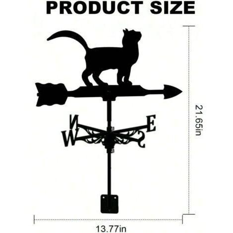 [JAMAIS UTILISÉ]Girouette en forme de chat, décoration de toit avec ornements artisanaux pour jardin et pelouse, pince en métal