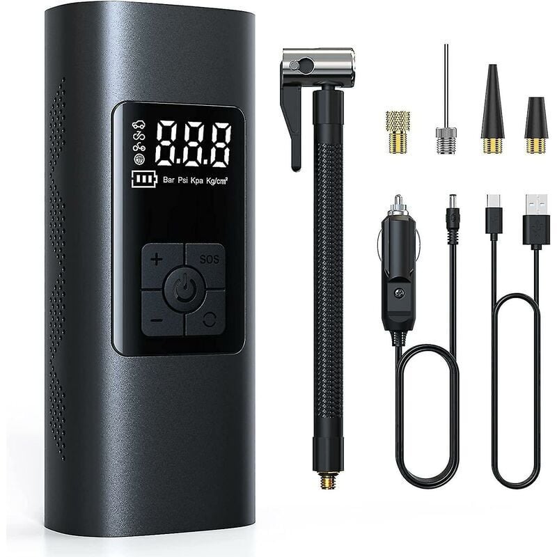 Dpzo - jamais UTILISÉ]Gonfleur de Pneu Rechargeable sans Fil avec Batterie de 6000mAh - Pompe à Air Électrique Portable pour Voiture et Vélo, Arrêt