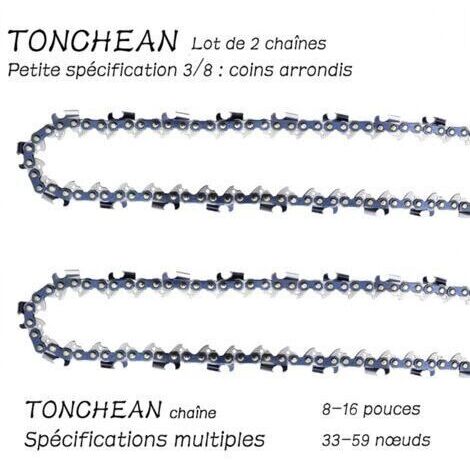 [JAMAIS UTILISÉ]Guide et chaîne pour tronçonneuse,Lot de 2 chaînes de tronçonneuse Faible Rebond 3/8"LP 42 maillons pour tronçonneuse (10pouces)Lame à 21 sections——Coins arrondis