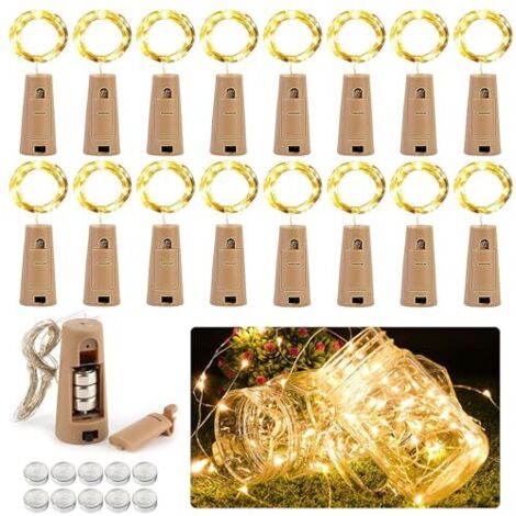 [JAMAIS UTILISÉ]Guirlandes Lumineuses a Pile, Lot de 16 Guirlandes Lumineuses à Piles, 2m 20 LEDs Guirlande Led à Pile Mini Guirlande Étanche pour Mariage, Fête, Noël, Chambre Guirlande Lumineuse D'in