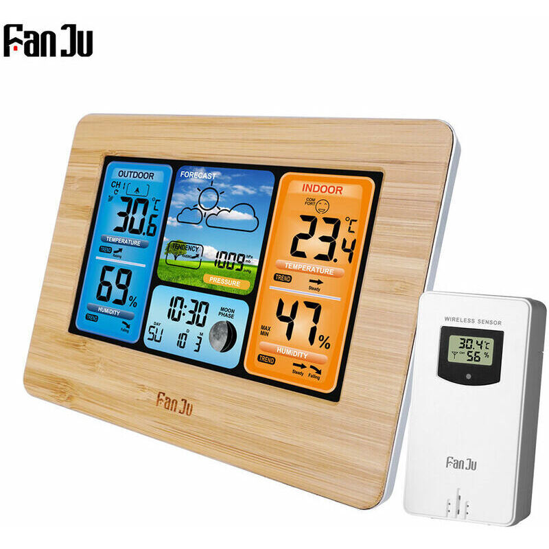 Jamais UTILISÉ]Horloge station météo multifonction sans fil avec hygromètre de température intérieure et extérieure, dotée d'un capteur extérieur et