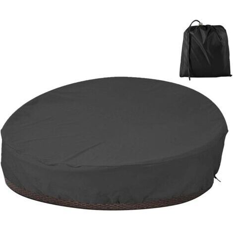 [JAMAIS UTILISÉ]Housse de Protection Canapé Lit Rond Imperméable, Couverture de Canape-Lit en Oxford 210D Solide et Durable, Housse de Protection Salon de Jardin Anti-UV/Pluie/Vent (228x83cm) (Noir)