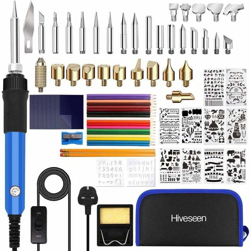 [JAMAIS UTILISÉ]Kit de Pyrogravure 76 pièces - Fer à Souder 60W 220V-240V/AC - Température Réglable - Pyrograveur Professionnel pour Liège, Cuir,