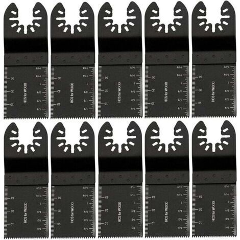 [JAMAIS UTILISÉ]Lames oscillantes multi-usages 34 mm, outils multifonctions en acier carbone pour le sciage, la découpe, le grattage, le façonnage, le polissage et l'élimination des joints (10 pièces)