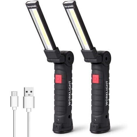 [JAMAIS UTILISÉ]Lampe de Travail LED Lampe Torche Baladeuse LED Lampe Atelier LED Rechargeable Lampe d'Inspection Lampe de Poche Base Magnétique , Camping, d'urgence Petit,2 Pièces