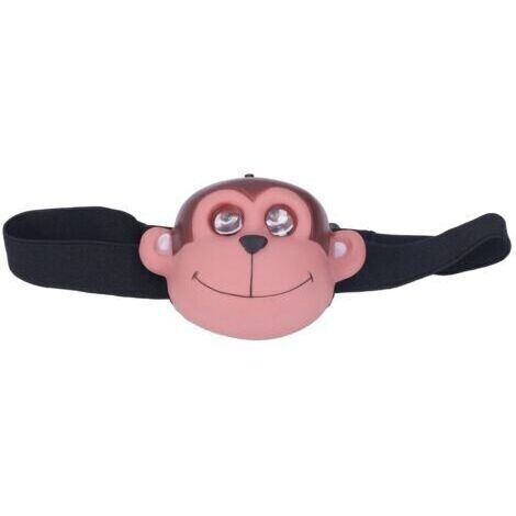 [JAMAIS UTILISÉ]Lampe frontale pour enfants apparence de singe 2 Modes d'éclairage phare LED en plastique léger alimenté par batterie pour les Sports de plein air