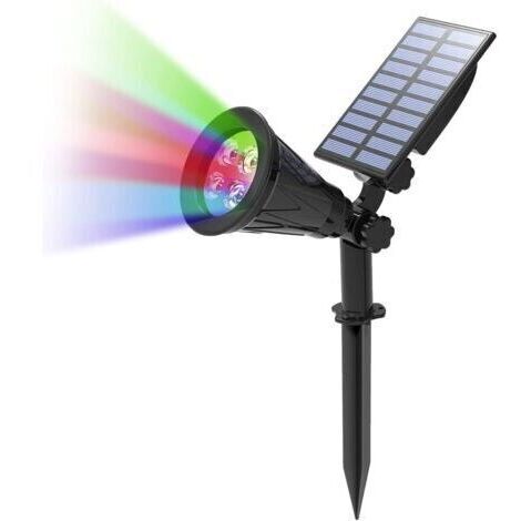 [JAMAIS UTILISÉ]Lampe Solaire Extérieur, Solaire Projecteur avec 4 couleurs changeantes, Extérieur sans Fil Etanche IP65 Lampe Jardin avec 180° Réglable Spot Solaire pour Jardin, Cour, Chemin, Allé. [